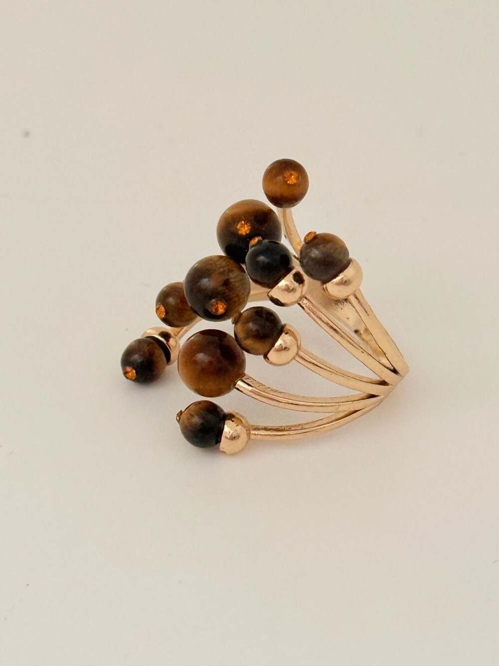 Unique Multi-Strand Tiger Eye Bead Ring